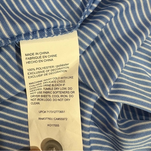 Grand Slam Performance Mens M Golf Polo Blue White Striped Stretch Athletic NWT - Picture 9 of 10